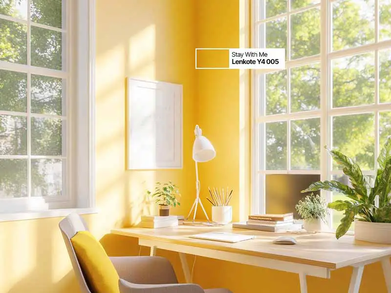 Ruang belajar ceria dengan dinding cat sunny yellow yang inspiratif