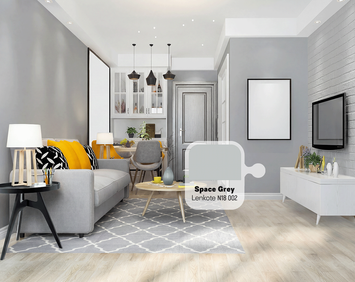 Cat Rumah Interior Abu-abu Muda