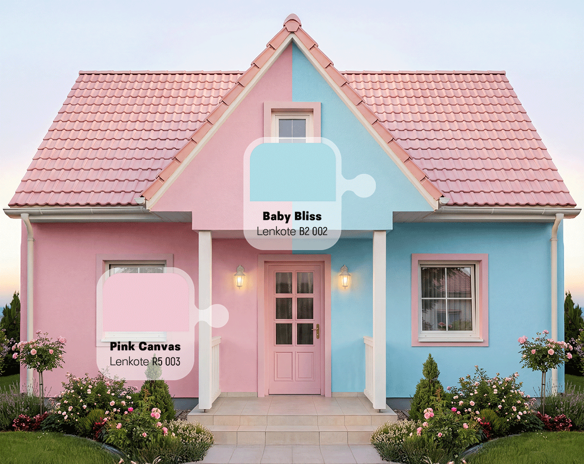 Rumah Sejuk Warna Pastel Pink Biru